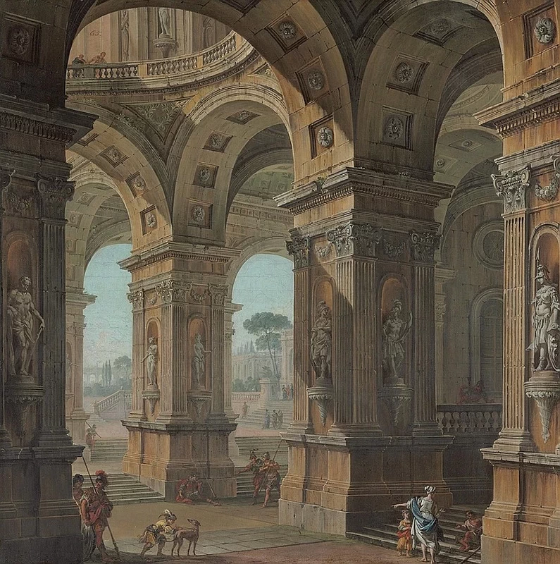 Capriccio architettonico con figure